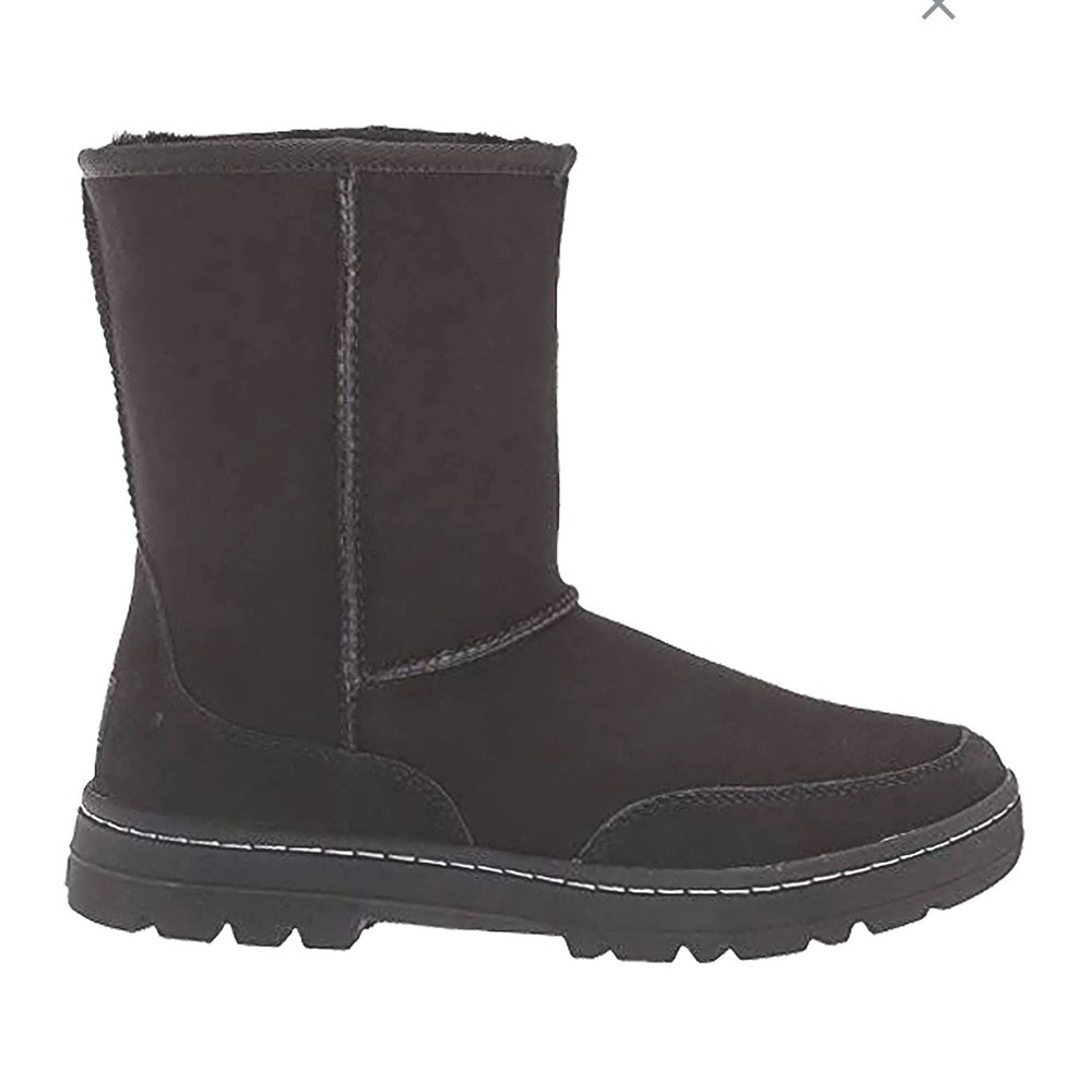 UGG Australia Black Suede Shearling Leather Winter Boots Warm Cozy Casual size 6